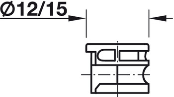 Verbindergehäuse von Häfele Minifix 15 | Bohrtiefe: 14 mm +0,5 mm | Für Holzdicke ab 19 mm