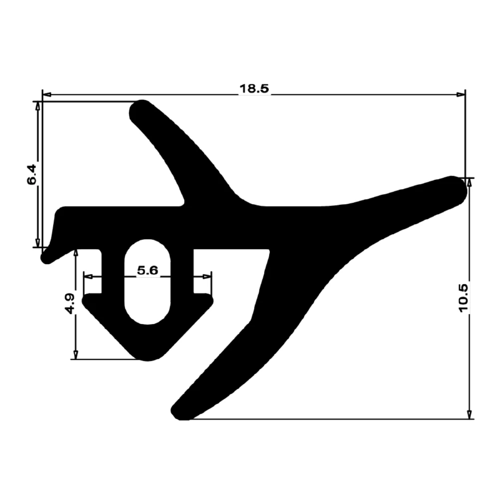 Anschlagdichtung für Fenstern mit seitlichem Anschlag | 14 mm Breite | Farbe: schwarz
