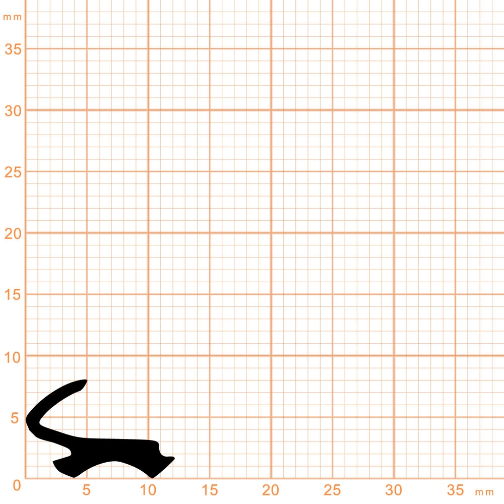 Lippendichtungen - Anschlagdichtung mit Lippe und glattem Fuß | 8 mm Höhe | Farbe: schwarz