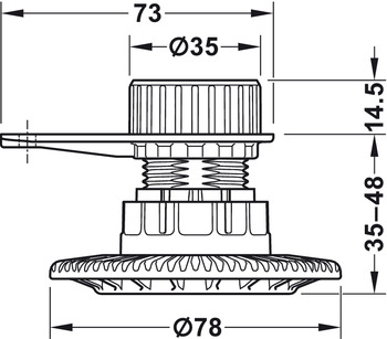 Einschraubgleiter für Häfele AXILO™ 78 | Durchmesser: 35 mm | Farbe: schwarz