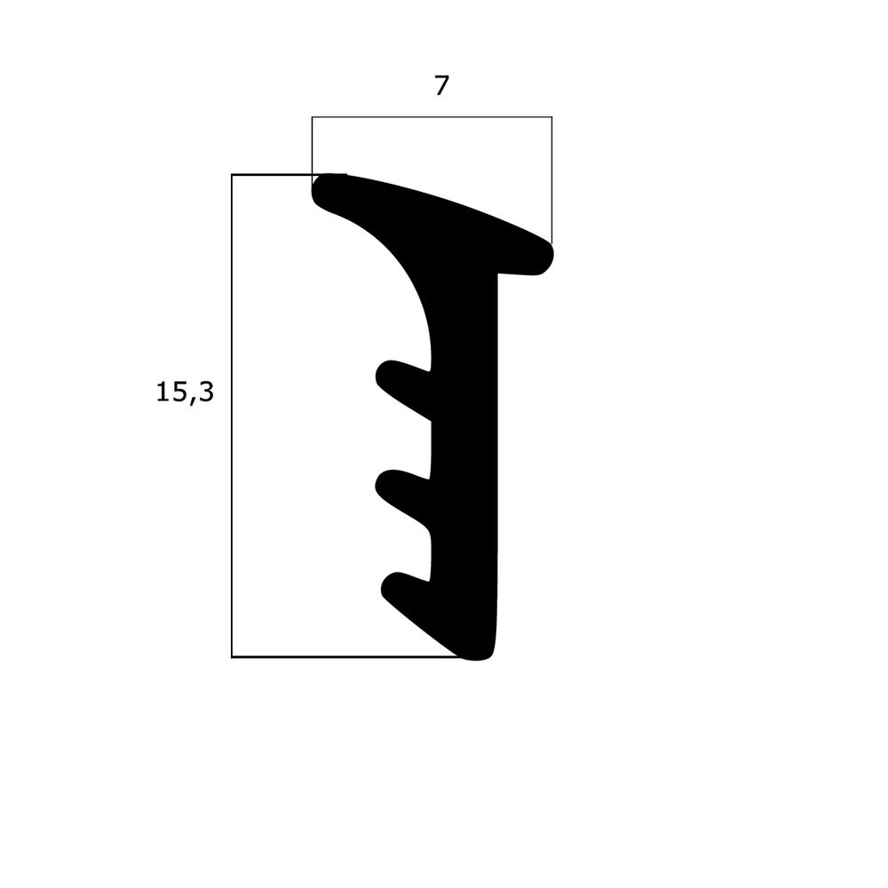 Verglasungsdichtungen - Verglasungsdichtung für Fenster und Türen | 15,3 mm Höhe | Farbe: schwarz