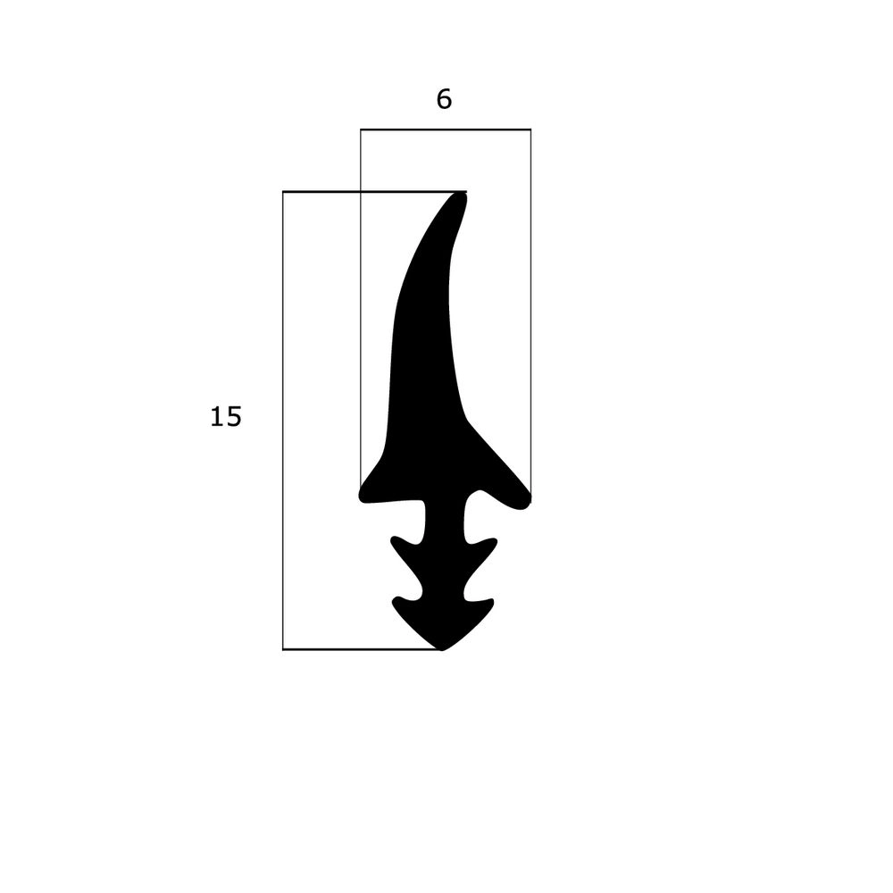 Mitteldichtungen - Mitteldichtung für Metall- und Alufenster | 15 mm Höhe | Farbe: schwarz