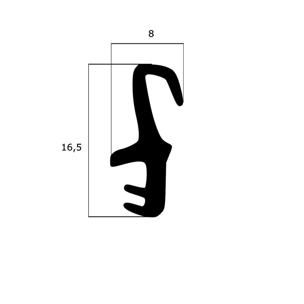 Mitteldichtungen - Mitteldichtung für Metall- und Alufenster | 16,5 mm Höhe | Farbe: schwarz