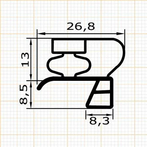 Kühlschrankdichtungen - Kühlschrankdichtungsrahmen | Höhe: 21,5 mm | Farbe: grau