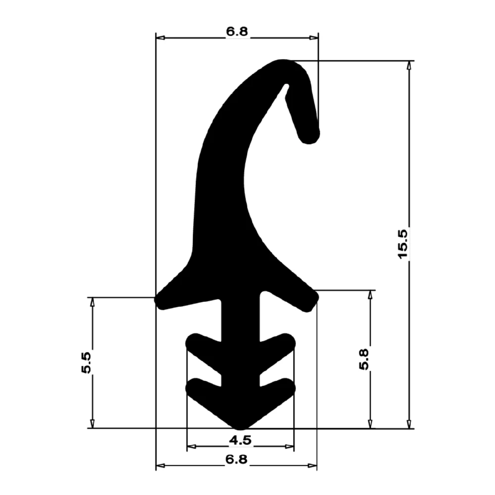 Mitteldichtung für Metall- und Alufenster | 16 mm Höhe | Farbe: schwarz