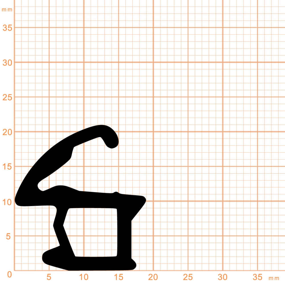 Türrahmen Dichtung - Stahlzargendichtung für Hörmann T30 | 21 mm Höhe | Farbe: schwarz