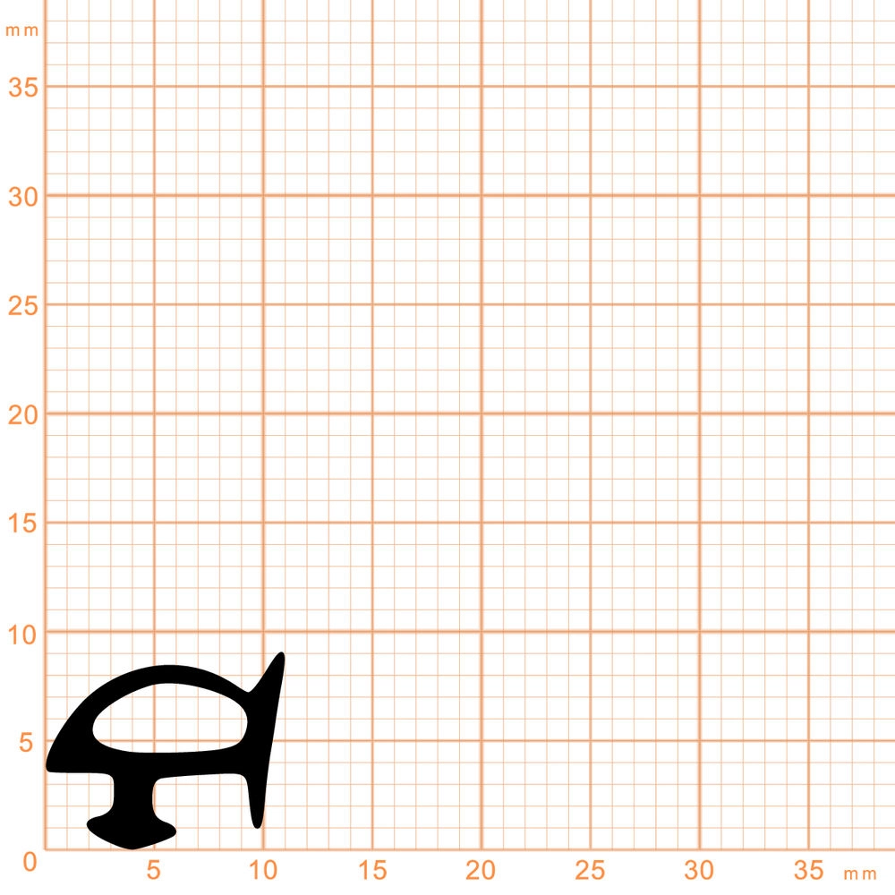 Lippendichtungen - Anschlagdichtung mit Schlauch | 9 mm Höhe | Farbe: schwarz 