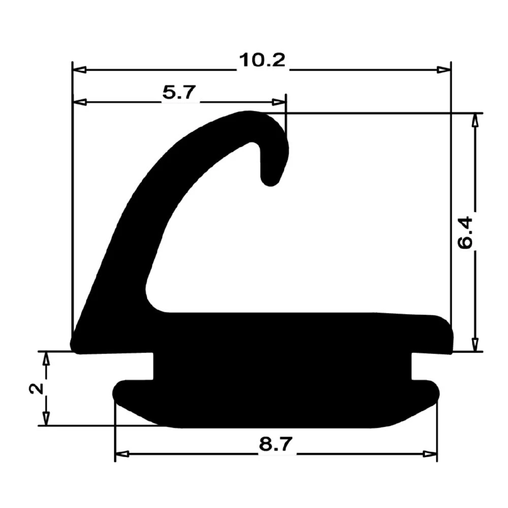 Anschlagdichtung mit Lippe und profiliertem Fuß | 10 mm Breite | Farbe: grau