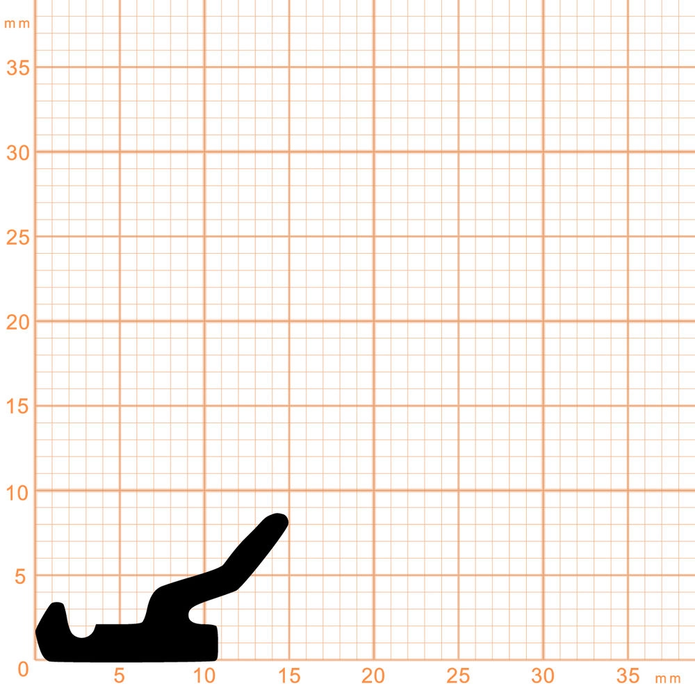 Lippendichtungen - Anschlagdichtung mit Lippe und glattem Fuß | 15 mm Breite | Farbe: schwarz