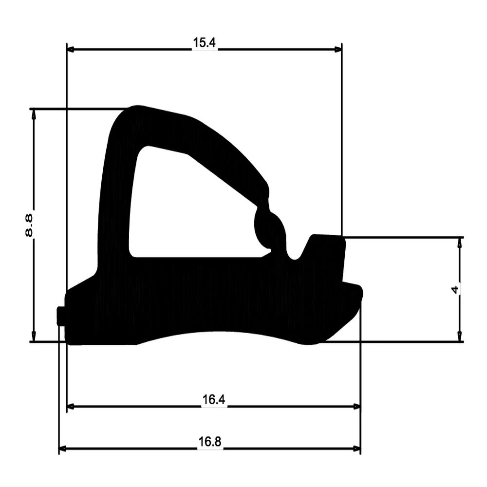 Anschlagdichtung mit Schlauch | 8 mm Höhe | Farbe: schwarz