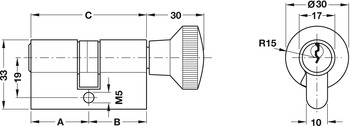 Knaufzylinder von Startec | Zylinderlänge: 58 mm | Zylinderhöhe: 33 mm