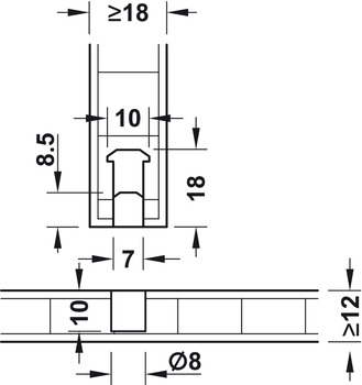 Tablarträger Lamello Divario P-18 | für Holzdicke: = 18 mm | Breite: 72 mm