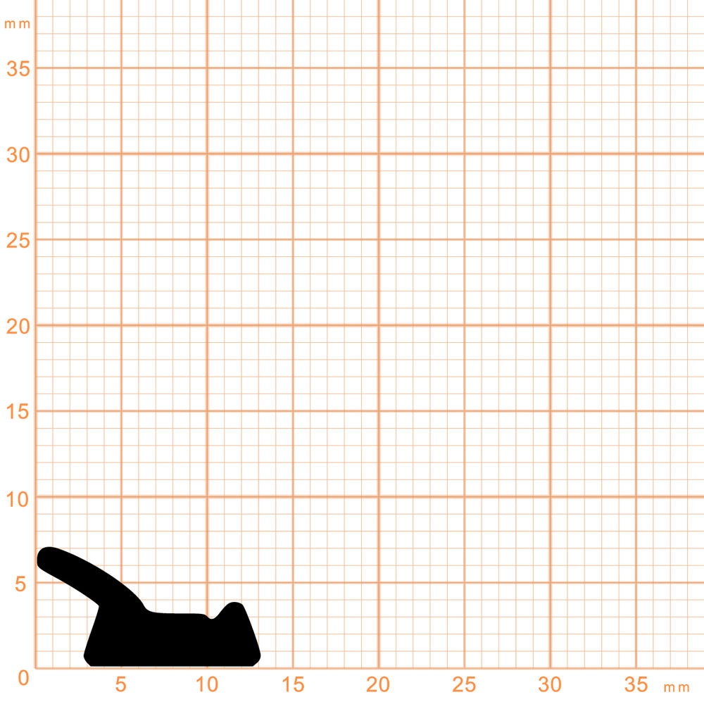 Lippendichtungen - Anschlagdichtung mit Lippe und glattem Fuß | 7 mm Höhe | Farbe: schwarz