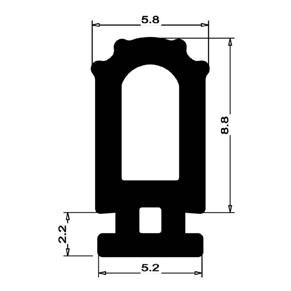 Anschlagdichtung mit Schlauch | 12 mm Höhe | Farbe: schwarz