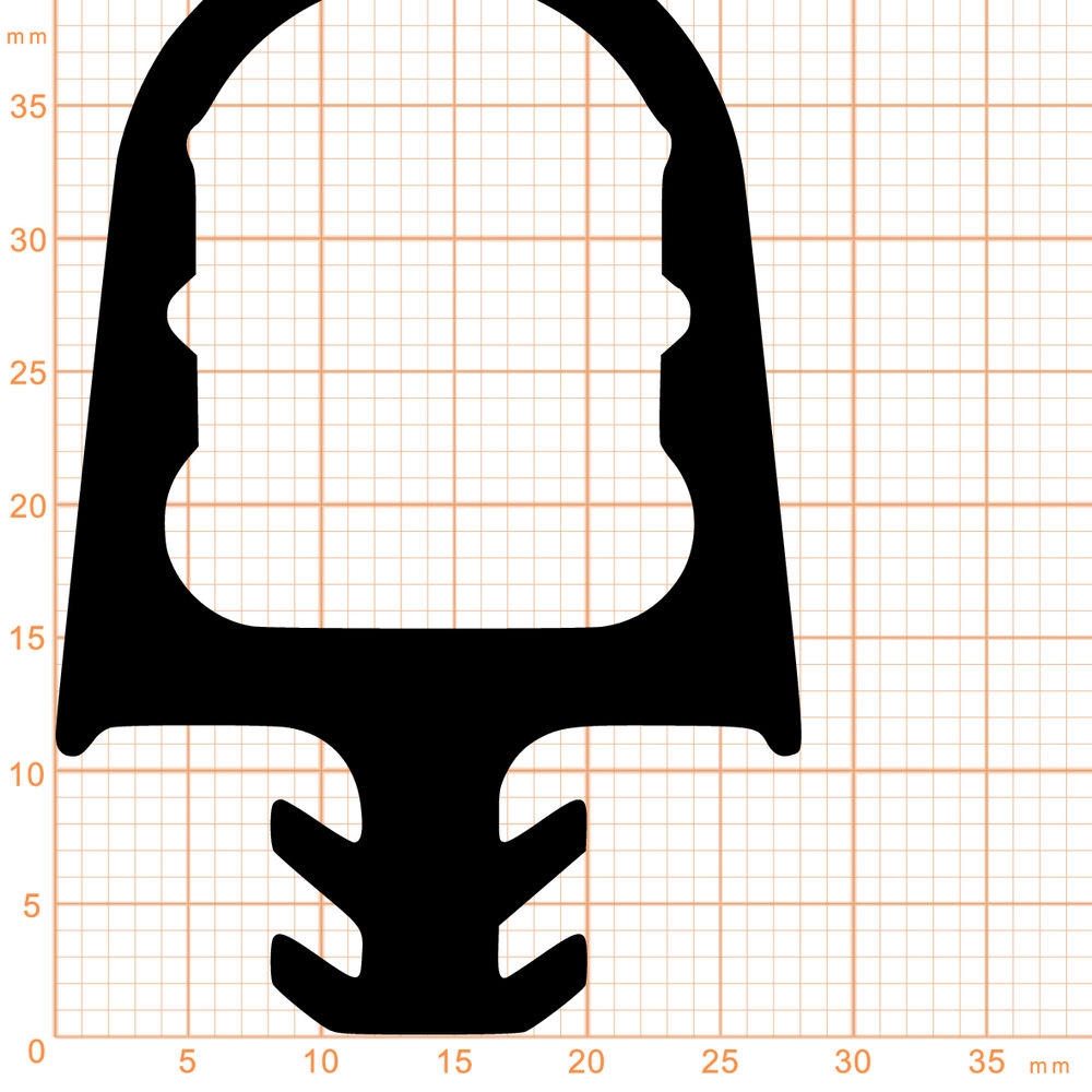 Schlauchdichtungen - Schlauchdichtung für Tore und Systemtüren | 42 mm Höhe | Farbe: schwarz