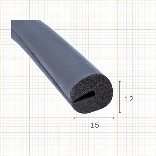Restaurierungsmaterial - Moosgummidichtung für Boote | Höhe: 12 mm | Farbe: schwarz