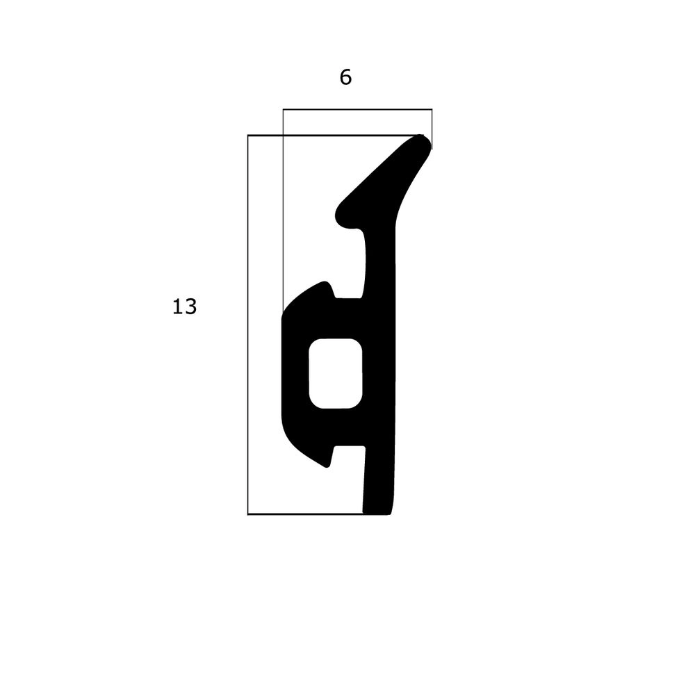 Türrahmen Dichtung - Anschlagdichtung für seitlichen Anschlag | 13 mm Höhe | Farbe: schwarz
