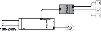 Beleuchtung - Multi-Schalter-Box für Häfele Loox | Kabellänge: 1000 mm | Maße: 55 x 45 x 16 mm