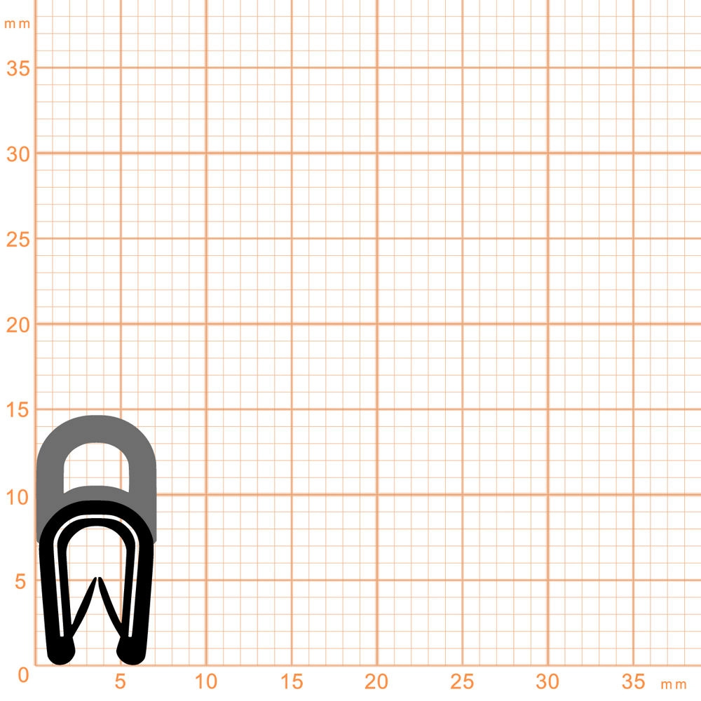 Kantenschutz Dichtprofile - Kantenschutzprofil | Klemmbereich: 1-2 mm | Farbe: schwarz