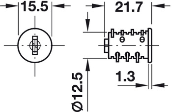 Schließsysteme - Wechselkern Universal Symo mit Schlüssel | Zylinderlänge: 21,7 mm 