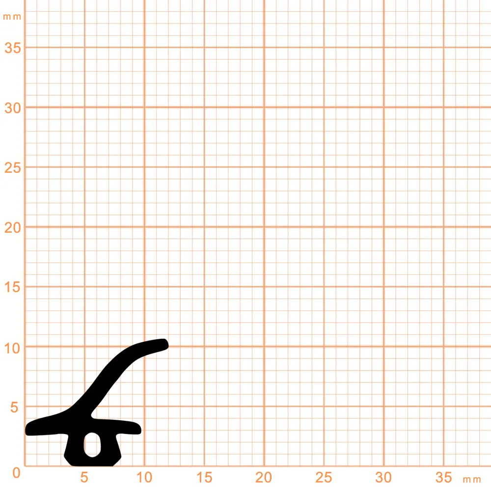 Lippendichtungen - Anschlagdichtung mit Lippe und profiliertem Fuß | 12 mm Breite | Farbe: grau