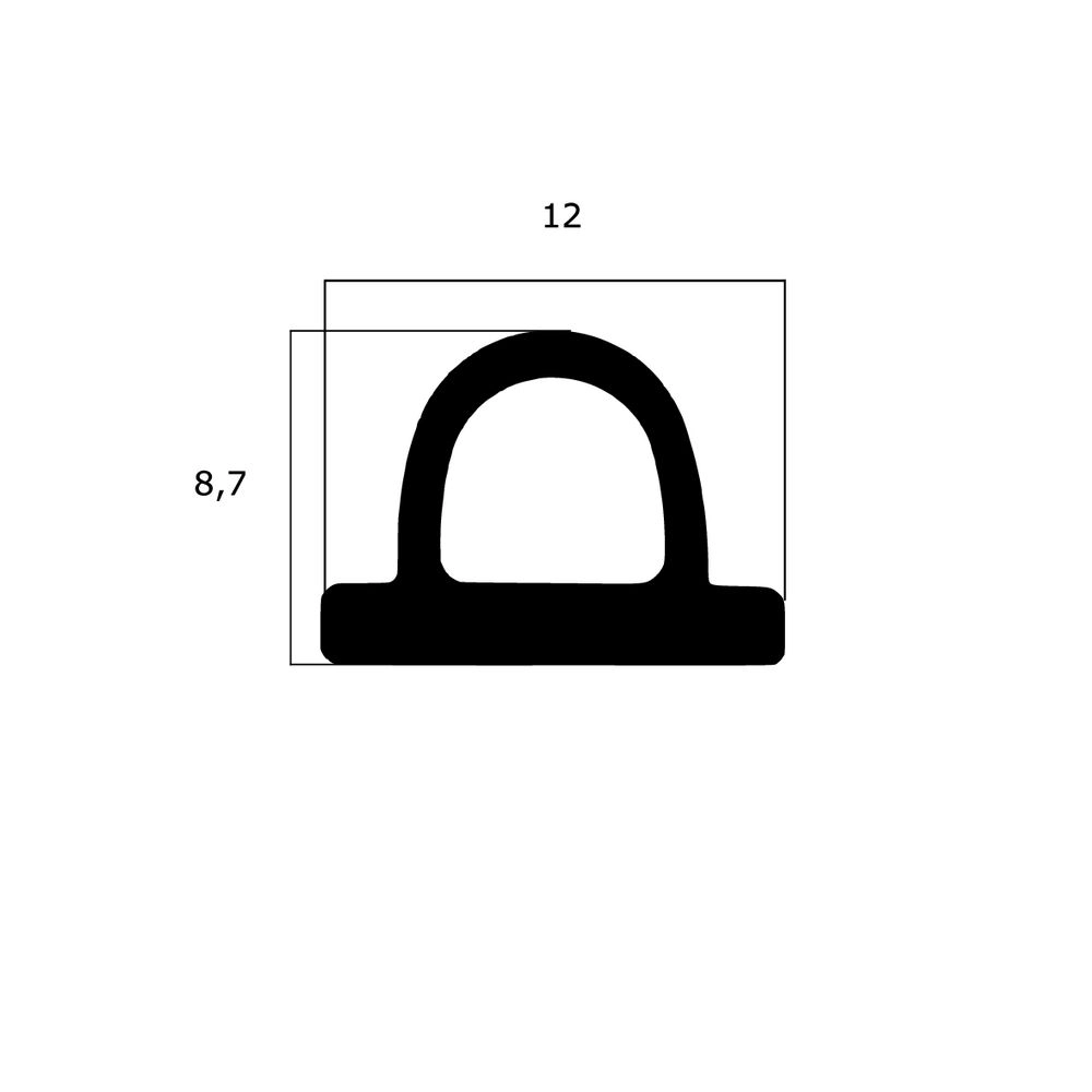 Lippendichtungen - Anschlagdichtung mit Schlauch für Fenster | 12 mm Breite | Farbe: schwarz