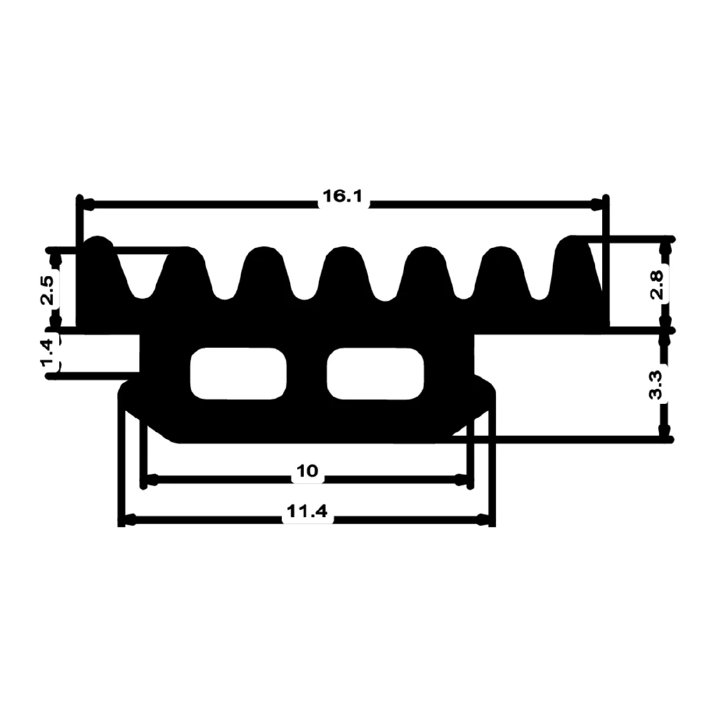 Verglasungsdichtung für Fenster | 17 mm Breite | Farbe: schwarz