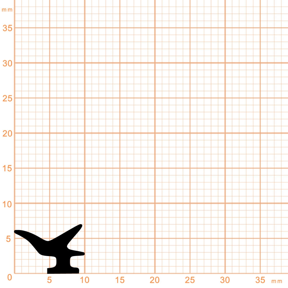 Lippendichtungen - Anschlagdichtung mit Lippe und profiliertem Fuß | 7 mm Höhe | Farbe: schwarz