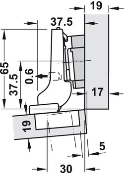 Scharniere - Topfplatte für Blum Clip Top Blumotion | Modell: 71B9650 | Anschlag: Mittelanschlag