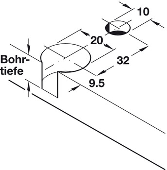 Verbinder & Bodenträger - Verbindergehäuse von Häfele Rafix 20 | Bohrtiefe: 14,02 mm +0,2 mm | Für Holzdicke ab 19 mm
