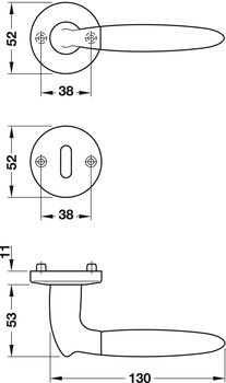 Türdrücker - Türdrücker-Garnitur für WC/Badezimmer | Hoppe Athinai M156/19KV/19KVS | Farbe: verchromt