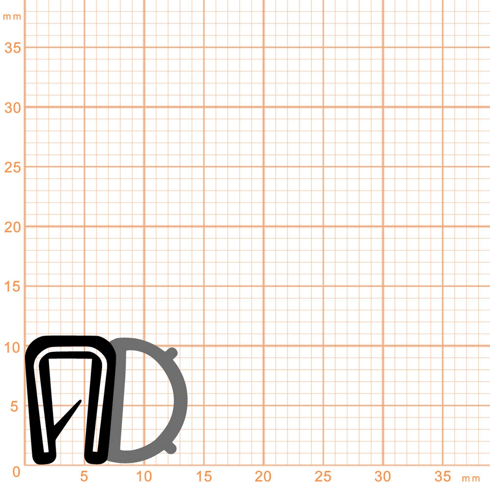 Kantenschutz Dichtprofile - Kantenschutzprofil | Klemmbereich: 1 – 2 mm | Farbe: schwarz
