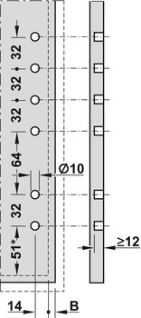 Schubkästen - Frontbefestigung  für Blum Legrabox-Klappenbeschlägen | Modell: ZF7M7002 | Farbe: Grau