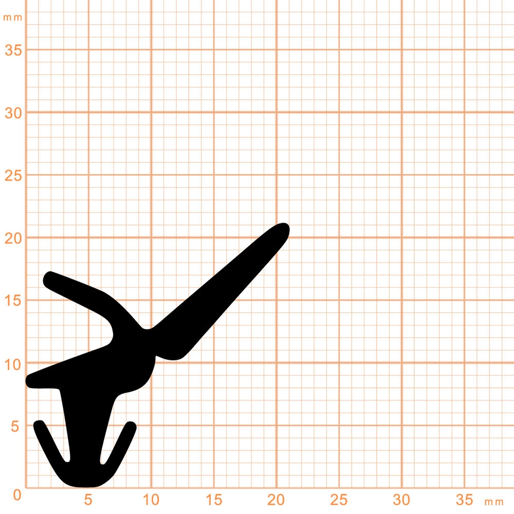 Lippendichtungen - Mitteldichtung für Metall- und Alufenster | 21 mm Höhe | Farbe: schwarz