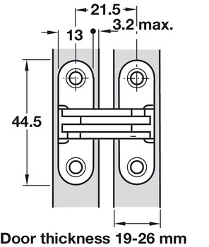 Türbänder - Scharnier für Holzdicken ab 19 mm | Öffnungswinkel: 180° | Farbe: vernickelt