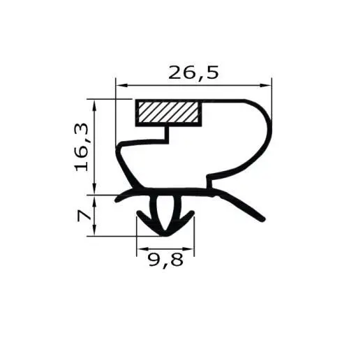 Kühlschrankdichtungsrahmen | 23,3 mm Höhe | Farbe: grau