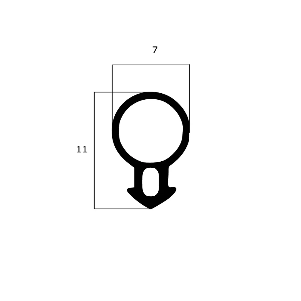 Schlauchdichtungen - Anschlagdichtung mit Schlauch | 7 mm Höhe | Farbe: grau 