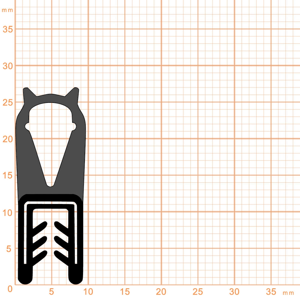 Kantenschutz Dichtprofile - Kantenschutzprofil | Klemmbereich: 1-3 mm | Farbe: schwarz