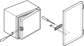 Scharniere - Schleppscharnier für Einbaukühlschränke hinter Möbeltüren schwarz-weiß