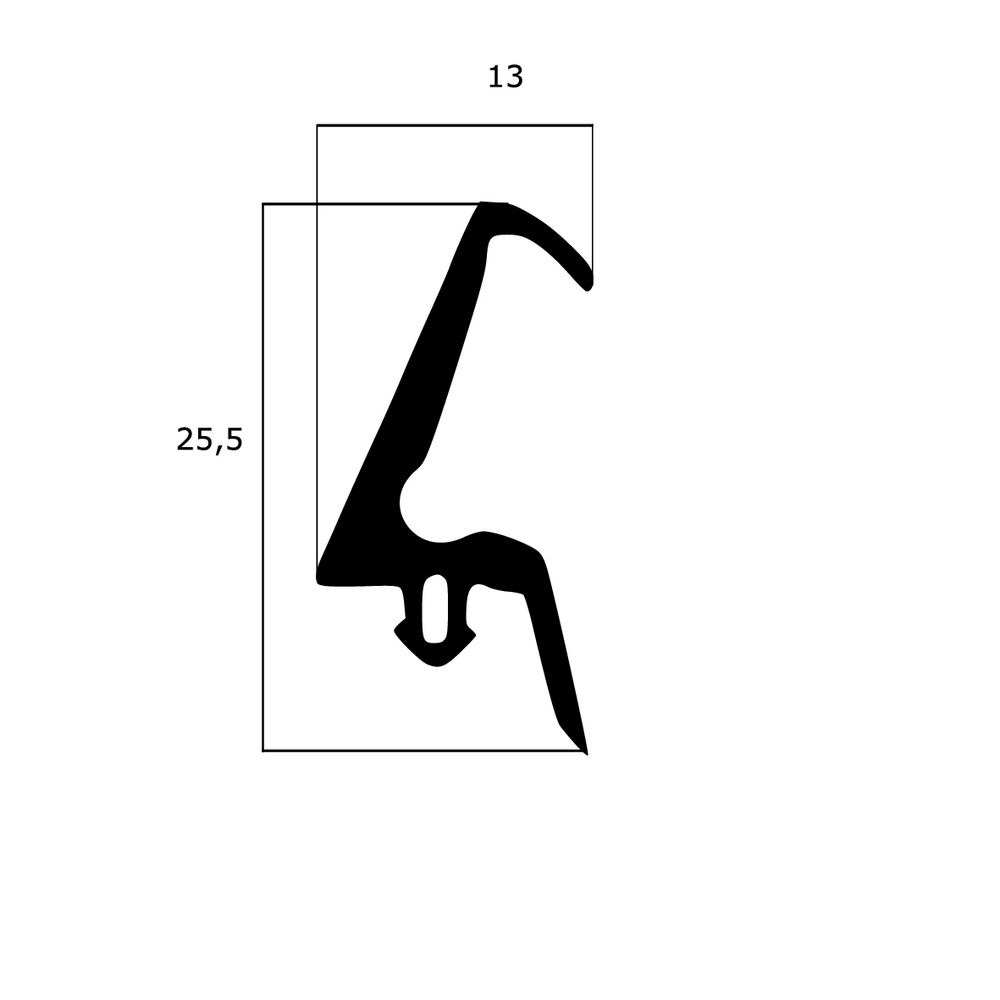Mitteldichtungen - Mitteldichtung für Metall- und Alufenster | 25,5 mm Höhe | Farbe: schwarz