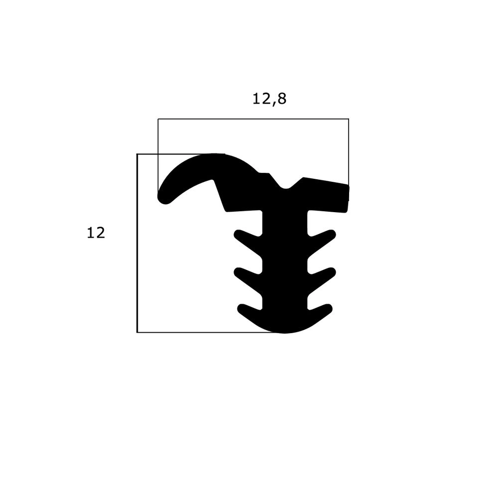 Türrahmen Dichtung - Stahlzargendichtung für RP Technik Stahltüren | 12,8 mm Breite | Farbe: schwarz