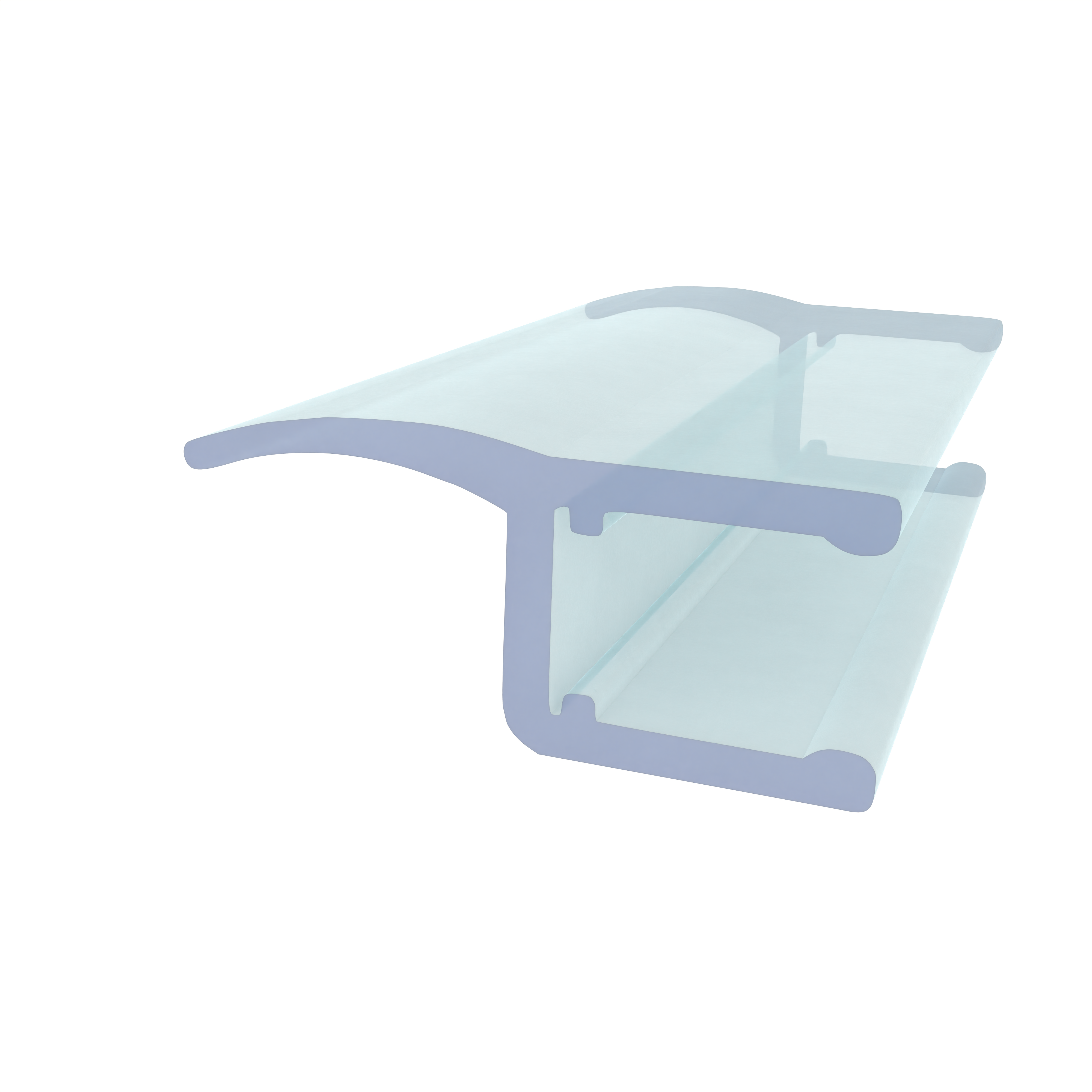 Senkrecht - Dusch-Mitteldichtprofil mit gebogener Lippe | 6 - 8 mm Glasstärke | Farbe: transparent