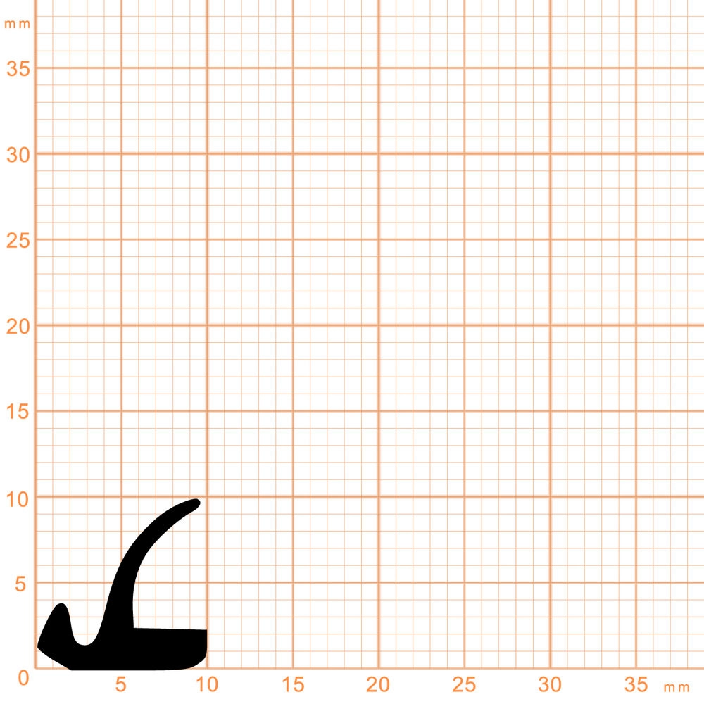 Lippendichtungen - Anschlagdichtung mit Lippe und glattem Fuß | 10 mm Höhe | Farbe: schwarz 