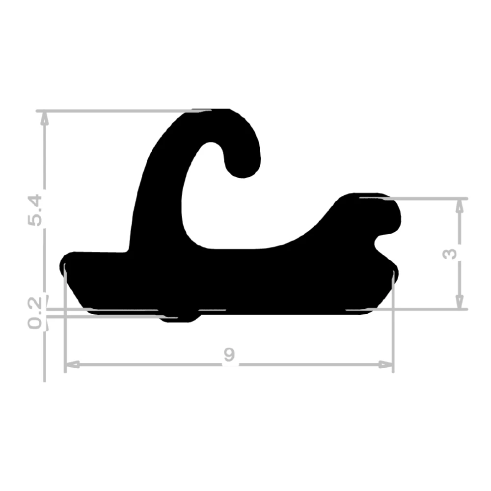 Anschlagdichtung mit Lippe und glattem Fuß | 5 mm Höhe | Farbe: grau