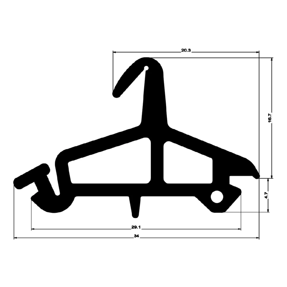 Mitteldichtung für Metall- und Alufenster | 23 mm Höhe | Farbe: schwarz