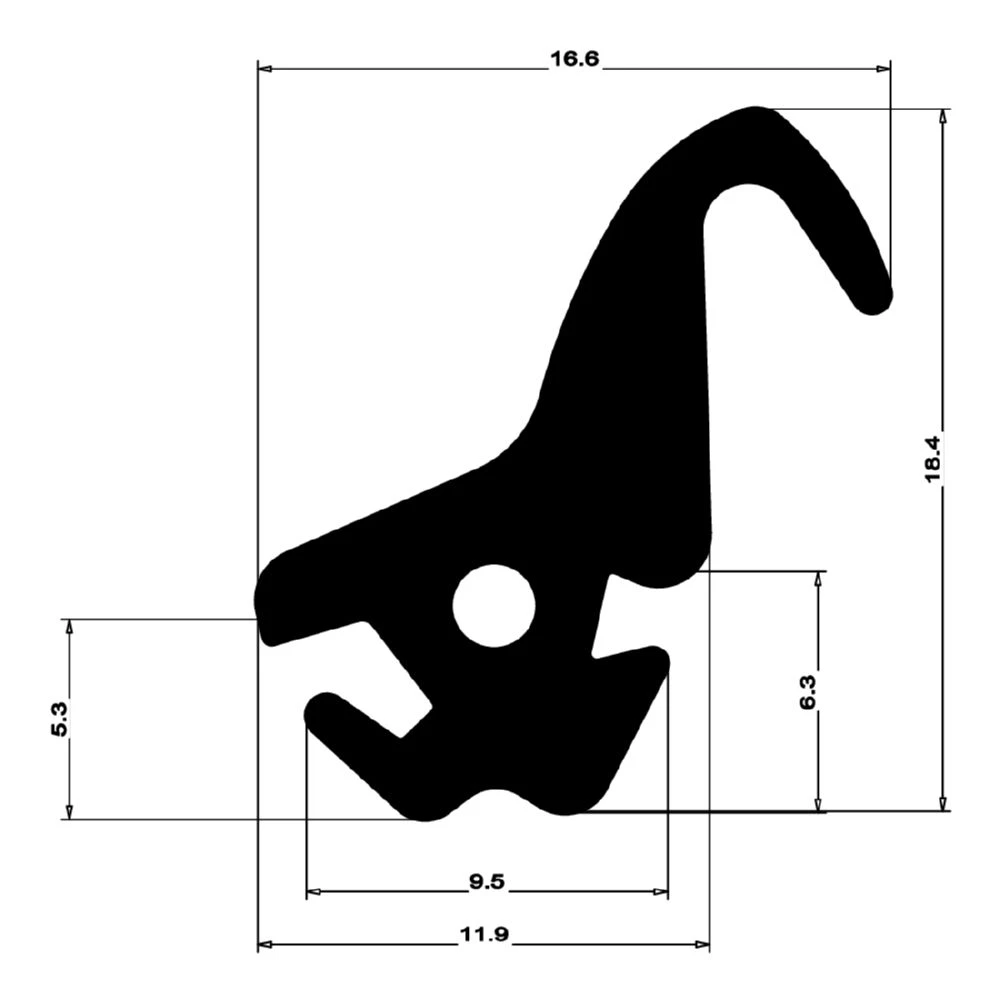 Mitteldichtung für Metall- und Alufenster | 19 mm Höhe | Farbe: schwarz