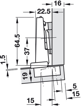 Scharniere - Topfplatte für Blum Clip Top Blumotion | Modell: 71B9550 | Anschlag: Eckanschlag