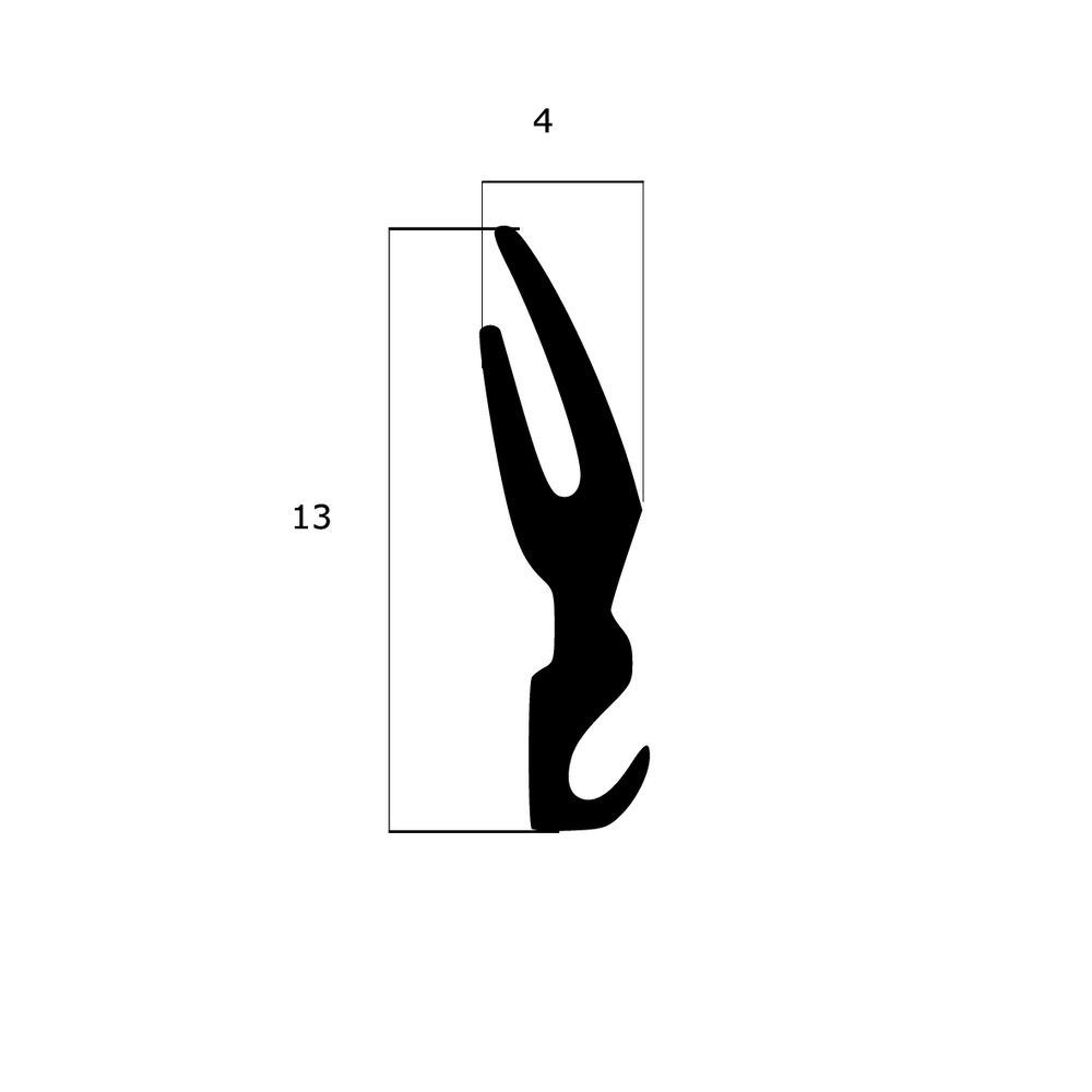 Lippendichtungen - Anschlagdichtung mit Lippe und profiliertem Fuß | 13 mm Höhe | Farbe: schwarz 