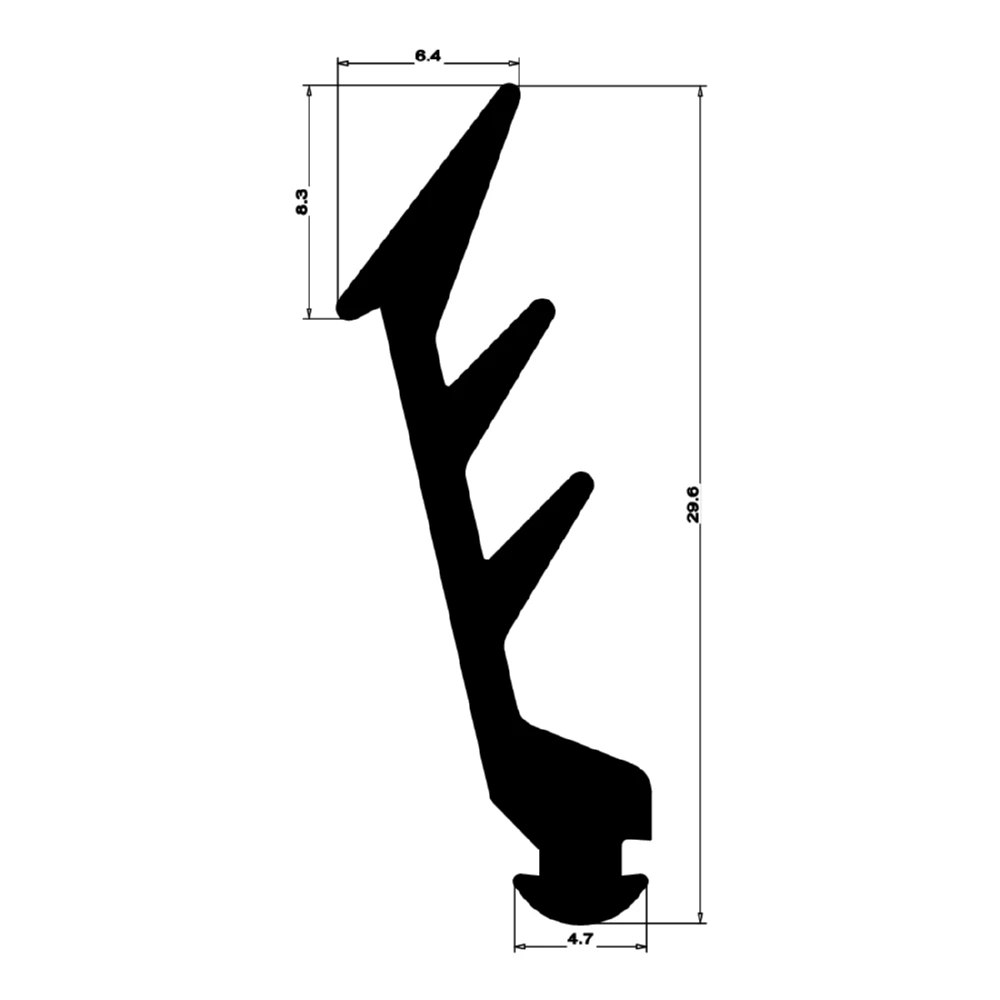Verglasungsdichtung für Fenster | 16 mm Höhe | Farbe: schwarz