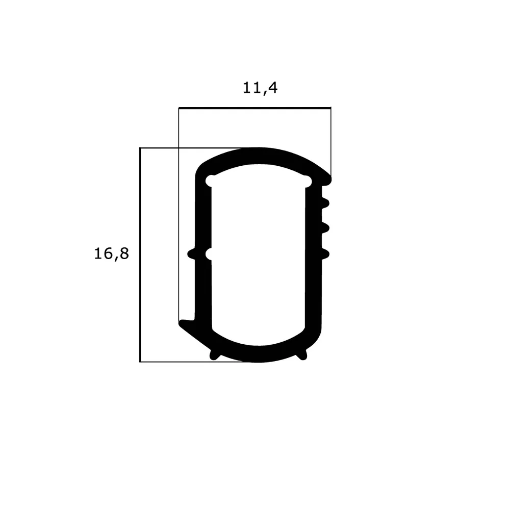 Türrahmen Dichtung - Stahlzargendichtung für senkrechte Nut | 11,4 mm Breite | Farbe: grau